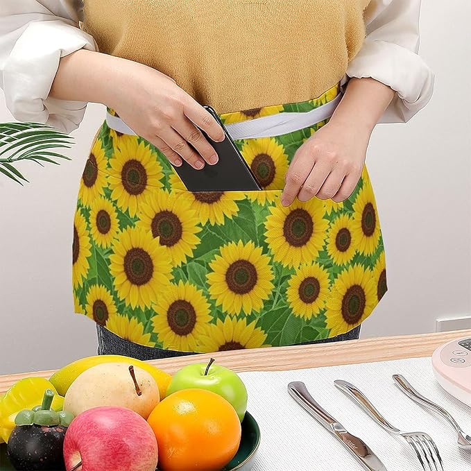 Short 3 Pockets Waist Waiter Waitress Half Apron Waterproof Chef Aprons