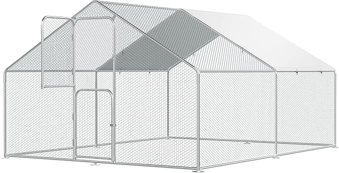 Large Chicken Coop for 20 Chickens,Walk-in Chicken Run for Yard with Cover,Chicken Pens Outdoor Metal Portable Chicken Tractor Cage Enclosure Crate Outside for Small Animals Bird Duck Rabbit Hen