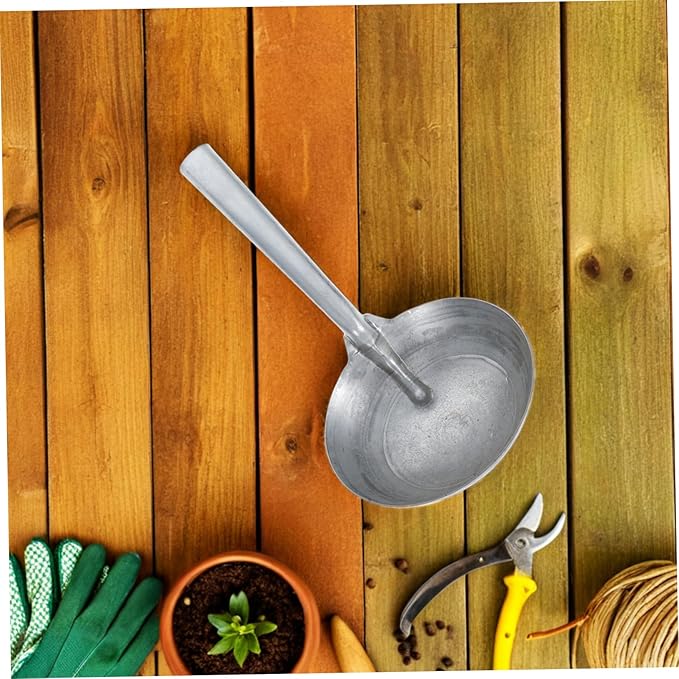 HANABASS Heavy Duty Iron Ladle for Watering and Feeding Ergonomic Handle Water Scoop for Farm and Garden Use Smooth Finish Metal Scoop for Livestock and Poultry