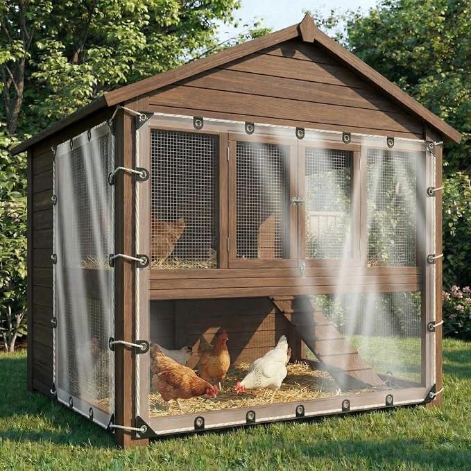 Clear Tarp Heavy Duty Waterproof 6x10ft, Transparent Vinyl Tarpaulin with Reinforced Grommets, Rainproof Cover for Greenhouse, Heat-Sealed Edges, Plant Protection, Chicken Coop, and Outdoor Garden