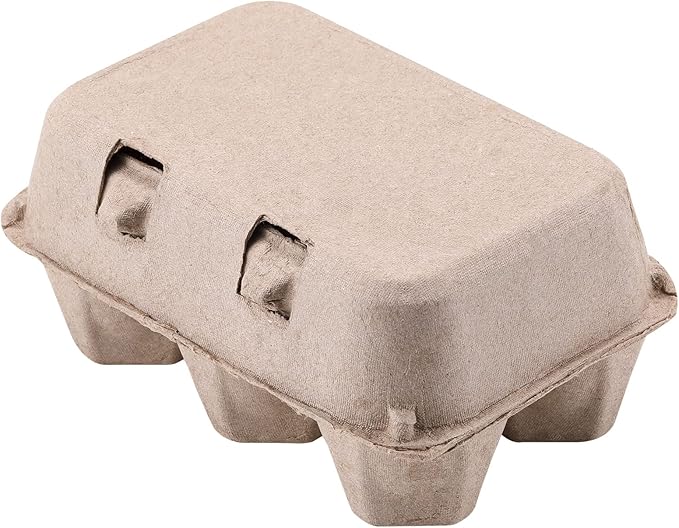 Half Dozen Egg Cartons 300 Pack, Blank Natural Pulp Box 6 Count for Chicken Eggs Reusable, Storage Tray Strong for Holds Up to Six 6 Egg Cardboard Paper Holder Container for Refrigerator