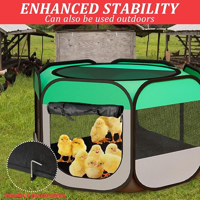Portable Chicken Coop Chicken Tent with Waterproof Flame Retardant Cloth Bottom for Small Animals Foldable Outdoor Indoor Enclosure Chicken Brooder Pen (Chicken Brooder Tent)