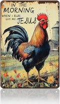 PEACHGARDEN Rooster Decor Chicken Coop Metal Sign Rooster Crowing - In The Morning When I Rise Give Me - Farmhouse Wall Art Decor for Garden Kitchen Yard Farm 8X12inch