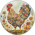 Chicken Coop Hen Round Metal Tin Sign Flower Wreath Wall Decor Farmhouse Outdoor Wall Art Decoration for Chicken Lovers Decor 8 Inch