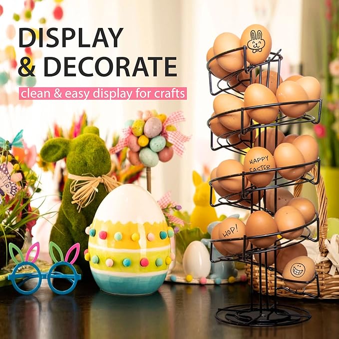 Shop Square Spiral Egg Holder Countertop - Holds 3 Dozen - Fresh Egg Storage Skelter Rack for Counter with Non-Slip Base, Black