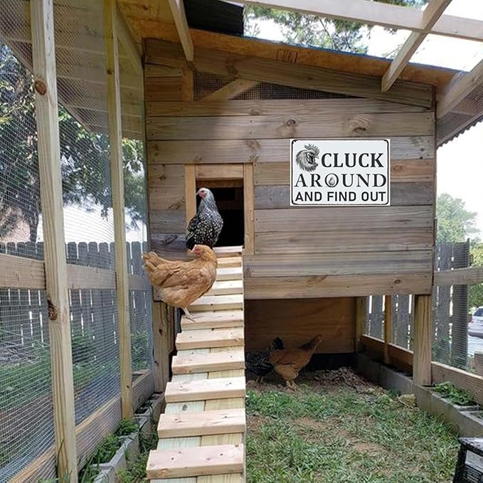 Funny Chicken Coop Signs Chicken Decor Tin Signs Chicken Signs for Home Yard Garden Farm Kitchen Farmhouse Decor (8 X 12) Inch