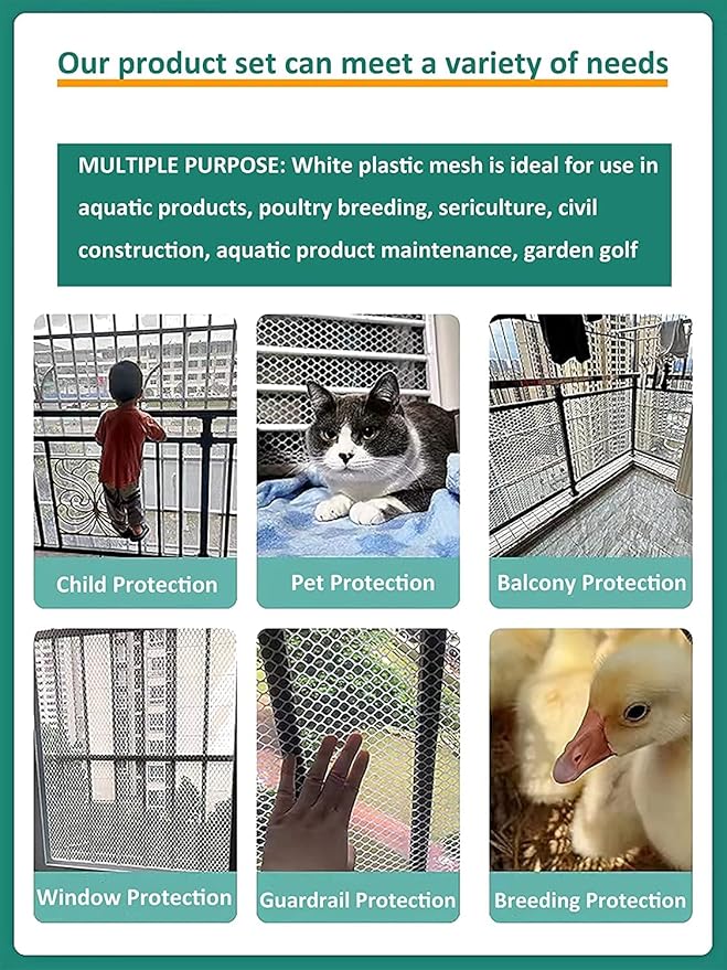 Upgraded Plastic Chicken Wire Fence Mesh(16INx10FT) - Black/Green/White Colors 0.3" Openings,for Garden Net, Poultry Fencing, Chicken Wire Frame,Animal Cage Fence,Floral Netting (White)…