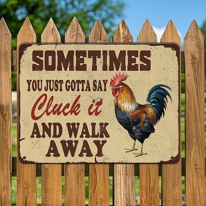 Chicken Farm Metal Tin Sign Chicken Cluck It Iron Sign Home Kitchen Wall Decor 12x16 Inch Funny Plaque