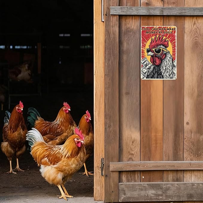 Funny Chicken Gifts Country Kitchen Decor Chicken Birthday Decorations Rustic Farmhouse Wall Decor Vintage Metal Sign 8×12 Inches For Yard Coop Garden