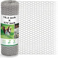 Chicken Wire Fencing Mesh, 15.3 x 177 Inches Metal Floral Wire Fence for Crafts Poultry Garden, Hexagonal Galvanized Hardware Cloth Netting for Chicken Coop Barrier Rabbit Cage