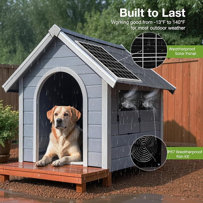 Solar Powered 2 Fan Kit, 25W High Velocity Waterproofed Solar Exhaust Fans for Outdoor Greenhouse Chicken Coop Shed Pet House
