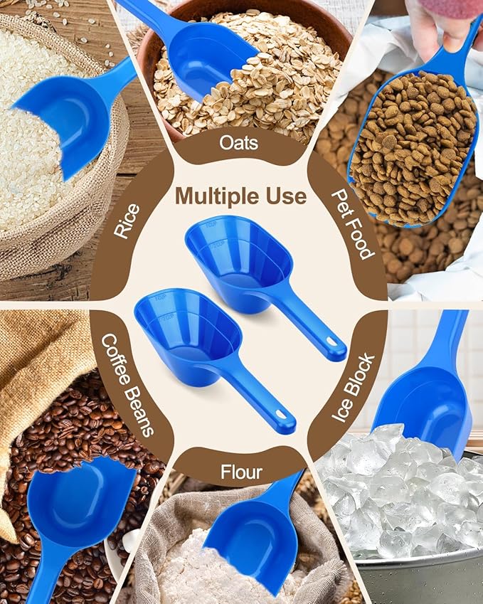 Dog Food Scoop, 1 Cup Pet Food Scoop With Measuring Lines (blue)