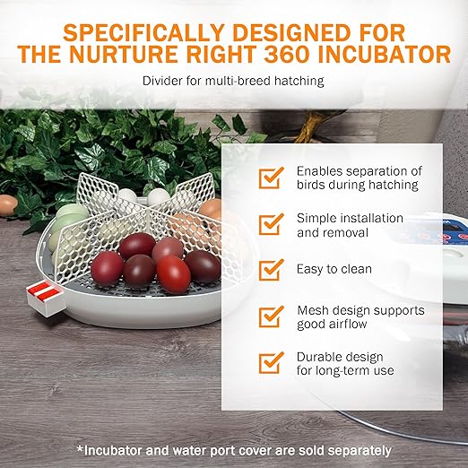 Incubator Warehouse Hatch Divider for Nurture Right 360 Egg Incubator - Egg Incubator Divider with Mesh Design - Easy Install Egg Divider - Nurture Right 360 Divider for Chicken Quail Goose Duck Eggs