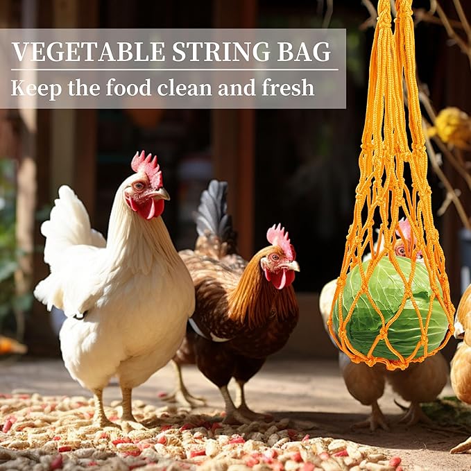 14PCS Chicken Toys for Coop Accessories, Swing Bridge Ladder Mirror Xylophone Toys with Bells Hanging String Vegetable Fruits Skewer Hanging Feeder Chicken Chewing Toy for Hens Chick Bird Parrot