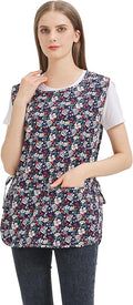 Nanxson Women Cobbler Apron with 2 Patch Pockets Cotton printed Smock with Side Ties for Work Chef kitchen CF3187