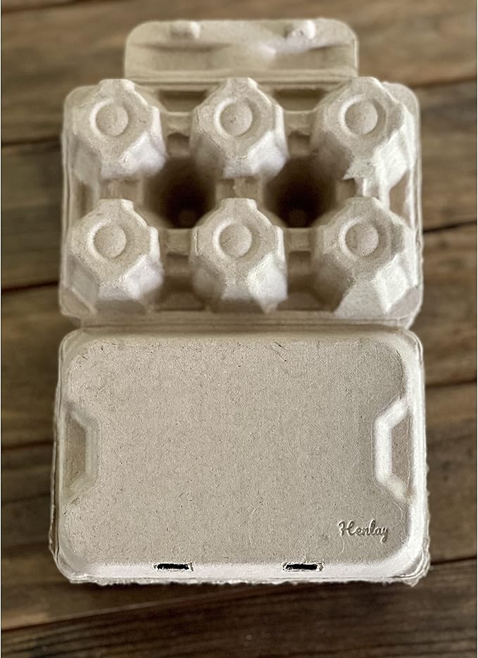 Henlay Half Dozen Duck Egg Cartons – Holds 6 Jumbo Eggs – Blank Top for Custom Labels – Eco-Friendly Paper Pulp – Ideal for Farm Fresh or Backyard Eggs - 100 Pack