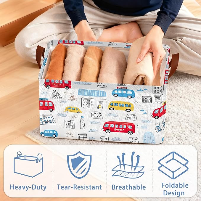 Car Storage Basket,Collapsible Storage Bin Cubes for Living Room Bedroom Blankets Home Storage 17x11.5x10Inch