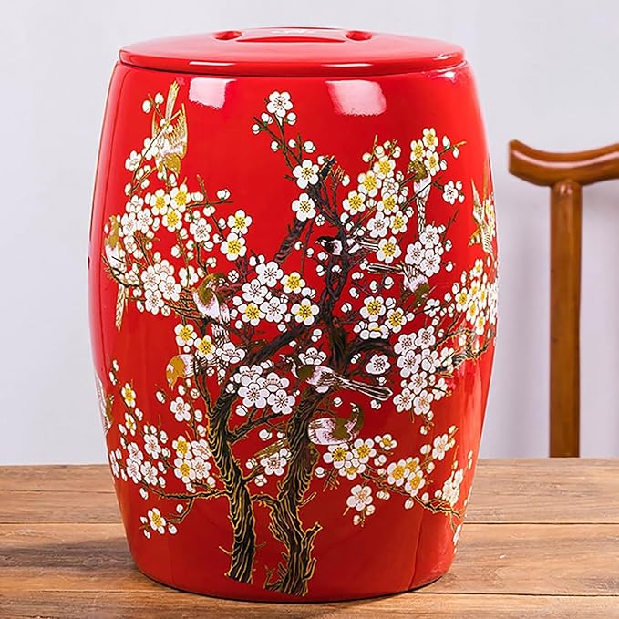 Ceramic Rice Storage Container, Large Ceramic Jar for Rice, Ceramic Rice Bucket with Lid Dispenser, Airtight Grain Storage Bin, Porcelain Kitchen Storage Box, Sealed Storage for Flour, Tea, Nuts(Yello