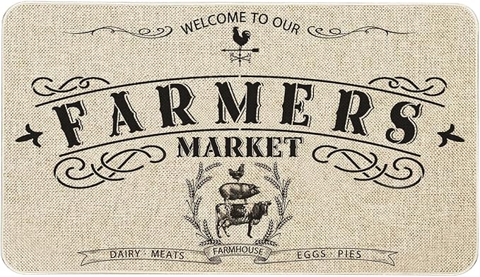 Roszwtit Farmhouse Kitchen Rugs and Mats, Farmhouse Door Mat, Seasonal Washable Non-Slip Floor Mats for Home Kitchen Decor 30x17 Inch