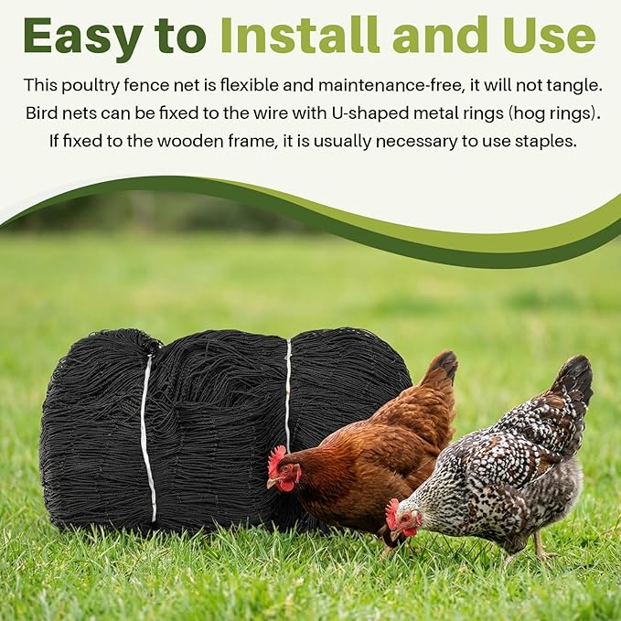 25 x 25 ft Aviary Bird Netting Chicken Netting Commercial Grade Heavy Duty Knotted 2 inch Mesh for Chicken Coops Poultry Blueberries Fruit Trees Net Aviary Gamefowl Garden