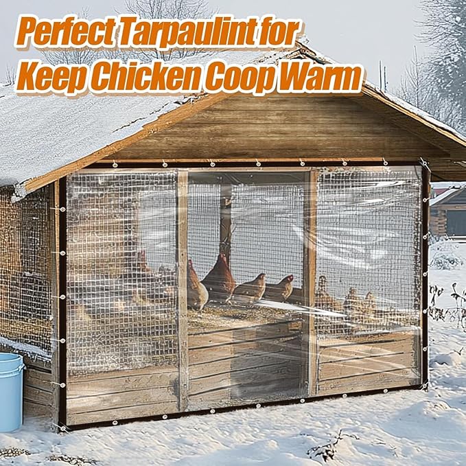 Clear tarp, tarp Waterproof, Outdoor tarps, for Outdoor Garden Cover, Covering Chicken coop, Porch, Tent, Camping Plant (6.6X8.2FT)