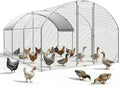 Metal Chicken Coop with Runs for Yard with Cover Waterproof Quail Coop Walk in Duck Coop, Chicken Pen House Cage gallinero para gallinas with Security Lock for Outdoor Farm Rabbit Run 19x9.2x6.5ft