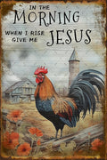 Rooster Decor Crowing Farm Fence Wall Plaque Jenifu In The Morning When I Rise Give Me Vintage Metal Tin Sign For Kitchen Home Garden Farmhouse Yard Farm Decorative Home Decor Signs Funny Wall Decor 8x12 Inch