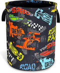 Racing Laundry Basket Oxford Cloth Funny Race Car Laundry Hamper With Handle Foldable Portable Clothes Storage Basket 18.9 X 16.5 In Storage Bag For Laundry Room/Bathroom/Bedroom/Dormitories