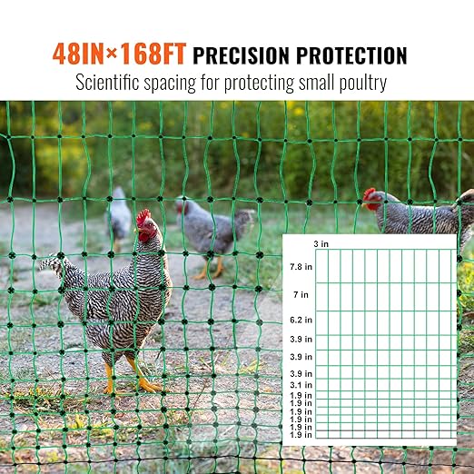 Happybuy Electric Fence Netting, 48" H x 168' L, PE Fencing Kit with Posts & Double-Spiked Stakes for Poultry, Portable Mesh for Backyards, Farms, and Ranches