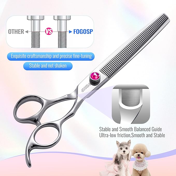 Thinning Shears for Dogs 7 in Professional Dog Thinning Shears for Grooming 56 Teeth Dog Grooming Scissors for Pet Cat Japanese 440C Stainless Steel(7.0'',Blending)