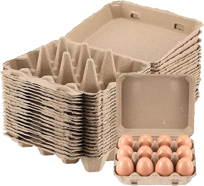 20 Pack Egg Cartons Bulk - 3×4 Style Reusable Cardboard Cartons 12 Count, Dozen Chicken Egg Crates