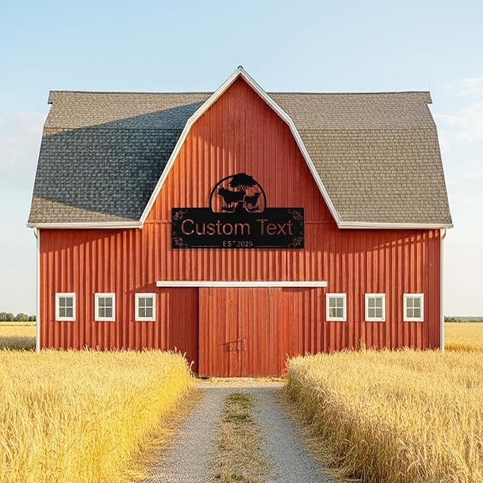 Personalized Metal Farm Sign, Custom Ranch Sign, Customized Cow Farm Metal Signs Outdoor, Custom Large Hanging Family Name Signs for Farms, Ranch, Barn, Farmhouse