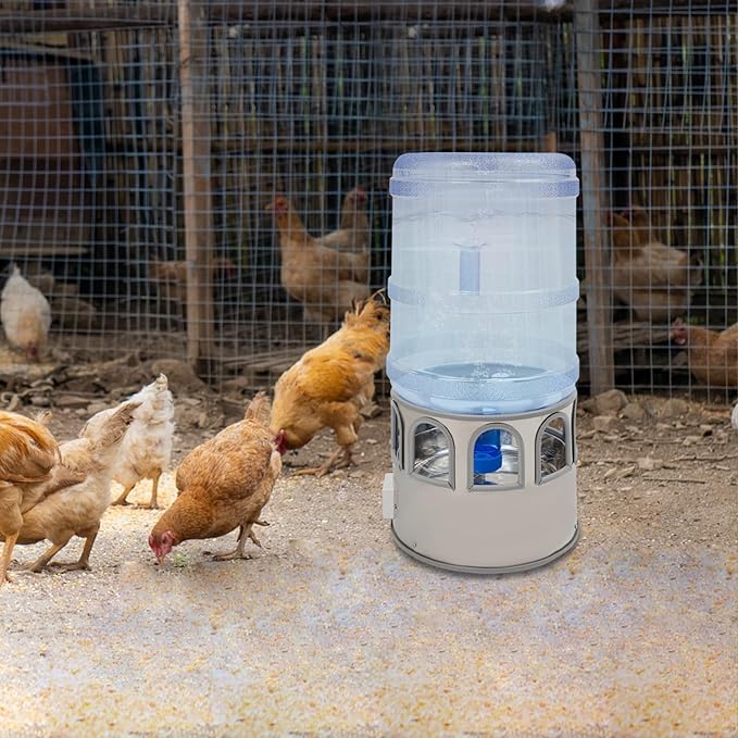 Heated Chicken Waterer, 5 Gal Poultry Water Heater Bowl with Adjustable Thermostat 32°F-122°F & LED Display, Winterproof Drinking Water Deicer for Chicken Coop Ducks Birds Outdoor Use