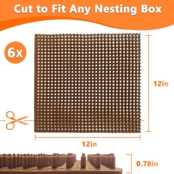 INNOLAND 6 Pack Ultra Soft Washable Chicken Nesting Pads & Egg Collecting Apron with 12 Pockets, 12" x 12" Reusable Laying Box Pads, Soft TPE Mats, Egg Protector for Nesting Boxes and Coop Bedding