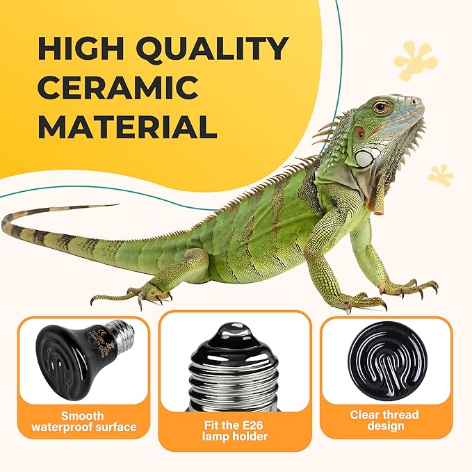 Ceramic Heat Emitter, 50W Mini Reptile Heat Lamp, No Light Emitting Turtle Heater, Efficient Heating Solution for Aquariums, 2 Pack for Optimal Temperature Control