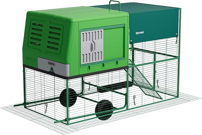Durable Plastic Tall Chicken Coop with Run Outdoor - Portable Easy Assembly Chicken House with Insulated Besting Boxes, Waterproof Cover, Clean Drawer, Mobile Wheels (Standard)