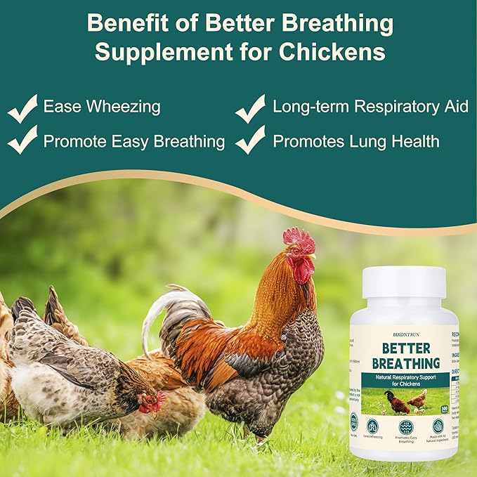 Chicken Respiratory Support Supplement - 300 Tablets - Poultry Breathing Aid Pills, Support Coughing & Wheezing, Promote Lung Health, Natural, Gentle Formula, Safe for Chickens of All Ages and Breeds