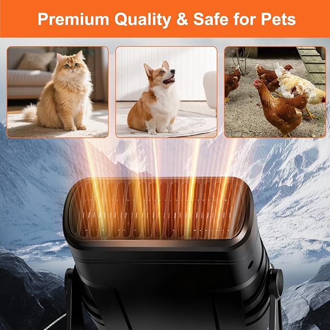 Solar Heater For Chicken Coop, Dog Cat House/Small Greenhouse/Garden Shed, Winter Solar Heater With Overheat Protection, Drying Heating Pet House Warm Air Blower(20W-2)