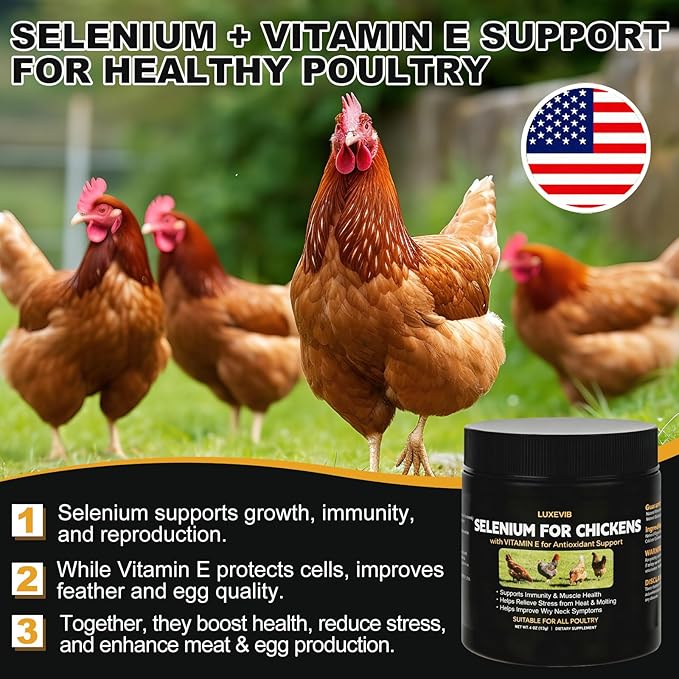 E+S Poultry Vitality Formula | Selenium for Chickens & All Poultry | Nutrient Support Powder for Energy Balance and Mobility | Feed Mix Additive for Healthy Growth