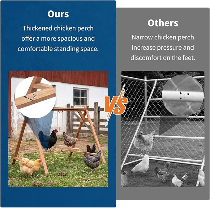 Garvee Chicken Roosting Bars for Coop Accessories, Chicken Perches with Swing for 6-8 Chickens, Wooden Chickens Perch for Pet's Healthy & Happy, Easy to Assemble & Clean