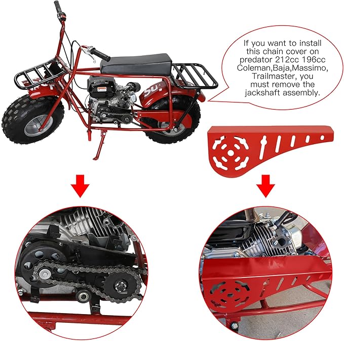 GREHUA Red Chain Guard for Mini Bike Coleman CT200U BT200X CT100U Baja Doodlebug DB30 Motovox MBX10 MBX11 Trailmaster MB200 Minibike Predator 212cc 79cc 6.5hp 7.0hp Clone Engine Parts