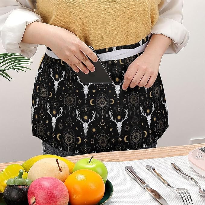 Short 3 Pockets Waist Waiter Waitress Half Apron Waterproof Chef Aprons
