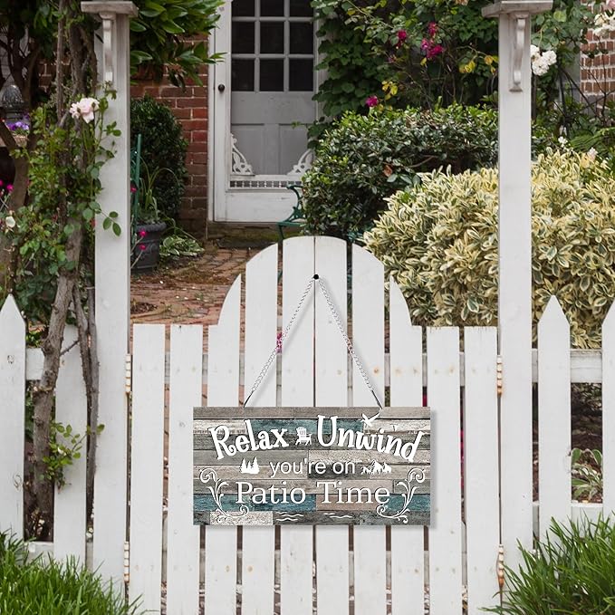 Hotop Patio Decor Patio Sign Decorations Outdoor Metal Porch Wall Decor Rustic Farmhouse Wall Art for Backyard Porch Balcony Gazebo Accessories(12 x 6",Vivid)