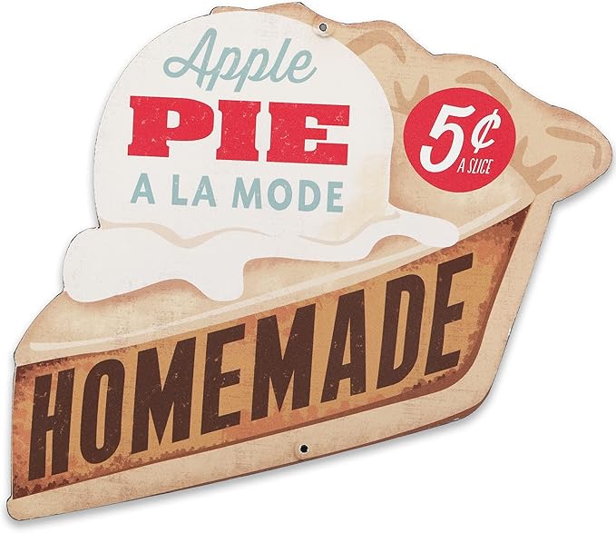 Homemade Apple Pie A La Mode Metal Sign - Vintage Apple Pie Sign for Kitchen, Diner or Cafe