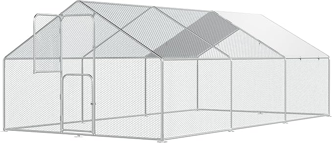 UDPATIO Large Metal Chicken Coop Run House, Walk in Heavy Duty Outdoor Enclosure w/Cover for 30+ Chickens, Ducks, Rabbits - Predator Proof Poultry Pen Habitat Hutch