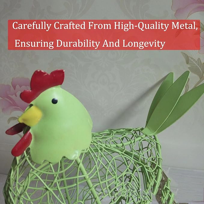 Chicken Wire Egg Basket Egg Holder Farmhouse Rustic Vintage Rooster Decor Chicken Shaped Egg Basket Fruit Storage Wire Basket For Collecting And Countertop Storing Egg (Pink)