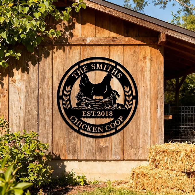 Personalized Metal Coop Sign, Custom Chicken Name Sign,Chicken Coop Decor,Chicken Coop Accessories, Personalized Chicken Coop Farm Sign,Funny Signs for Chicken Coops