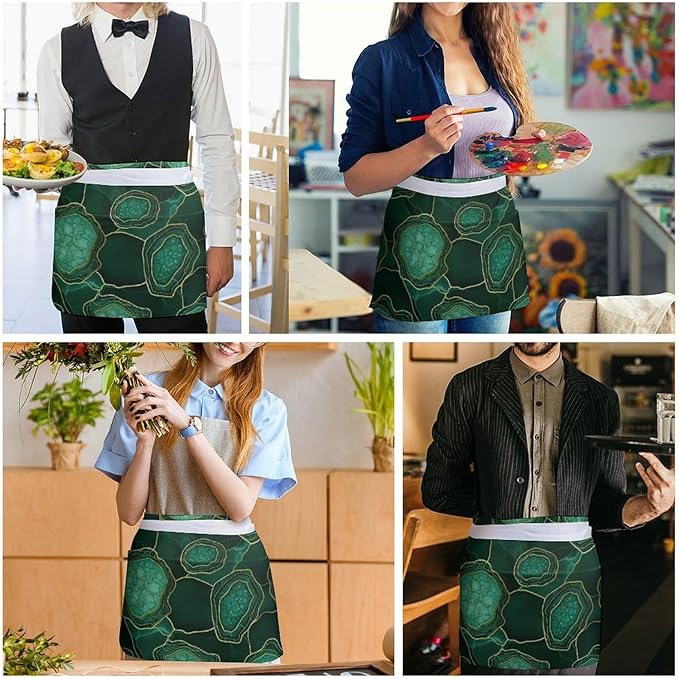 Half Apron with 3 Pockets Chef Cooking Kitchen Restaurant Aprons for Women Men