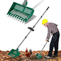 Adjustable Chicken Poop Scooper & Rake - Heavy Duty 3-in-1 Stainless Steel Manure Shovel with Long Handle Multi-Angle Scoop for Stand Up Coop Cleaning Cat Litter & Beach Sand, Green