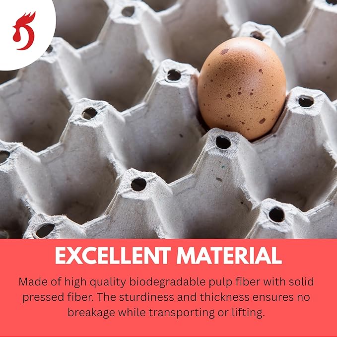 65 Pack Egg Cartons Crates Bulk - 30 Cell Pulp Fiber Egg Flats Reusable Stackable Cardboard Tray for Home Storing Packing Roach Colony Soundproofing